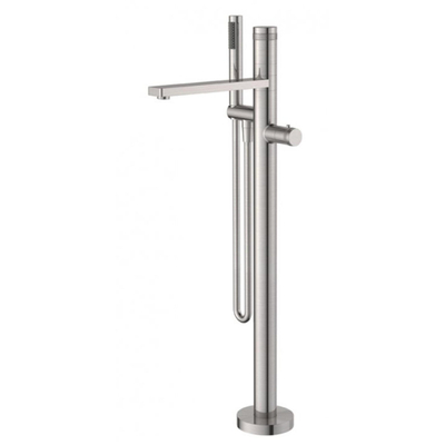 Wiesbaden Sphere thermstatische badmengkraan vrijstaand geborsteld staal