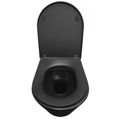 Wiesbaden Vesta wandcloset rimless met Shade slim toiletzitting softclose en quick release mat zwart