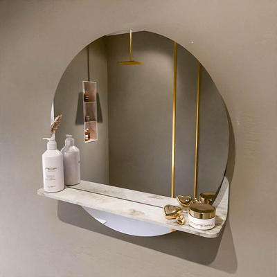 Mondiaz SPOT Badkamerspiegel - rond 60cm - spiegelplanchet - kleur Frappe