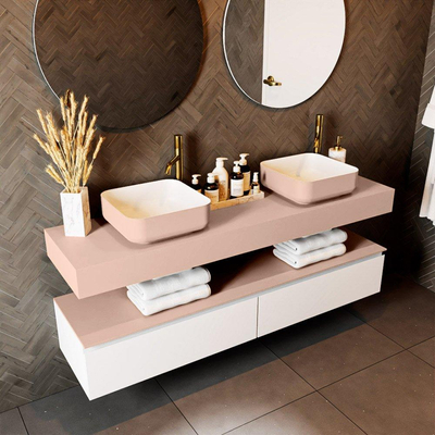 Mondiaz TOP 41 Vrijhangend Topblad - 160x41x12cm - geschikt voor waskom - Solid surface - Rosee