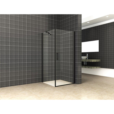 Wiesbaden Salone cabine met 1 draaideur 900 x 900 x 2000 x 8 mm nano helder glas/mat zwart