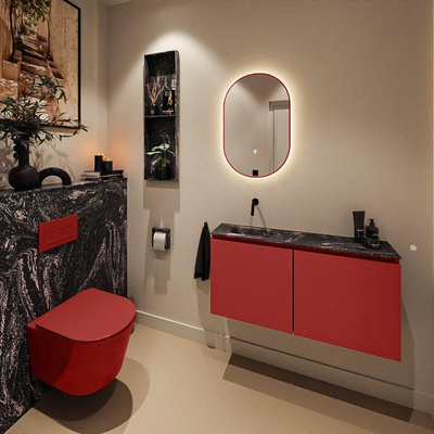 MONDIAZ TURE-DLUX 100cm toiletmeubel Fire. EDEN wastafel Lava positie links. Zonder kraangat.
