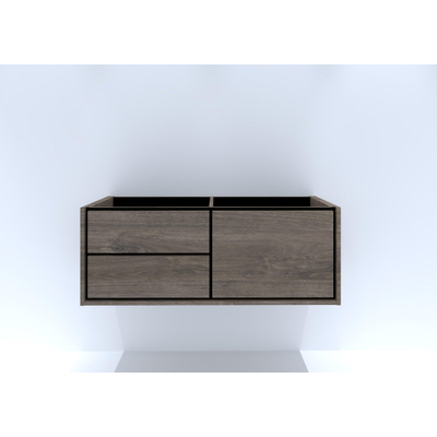 HR Badmeubelen Rize wastafelkast - 2 laden links (60cm)/1 hoge lade rechts (60cm) - greeploos push2open - 120 x 45 x 45 cm - espresso