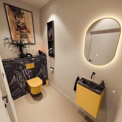 MONDIAZ TURE-DLUX 40cm toiletmeubel Ocher. EDEN wastafel Lava positie midden. Zonder kraangat.