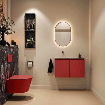 MONDIAZ TURE-DLUX 80cm toiletmeubel Fire. EDEN wastafel Lava positie links. Zonder kraangat.