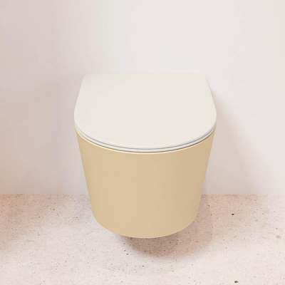 MONDIAZ LAVIE wandclosetpack - 36x53cm - diepspoel - rimless - Sand (beige) - softclose - quick-release - toiletzitting - Linen (offwhite)