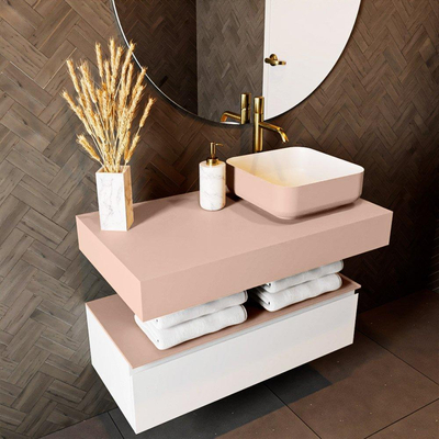 Mondiaz TOP 51 Vrijhangend Topblad - 90x51x12cm - geschikt voor waskom - Solid surface - Rosee