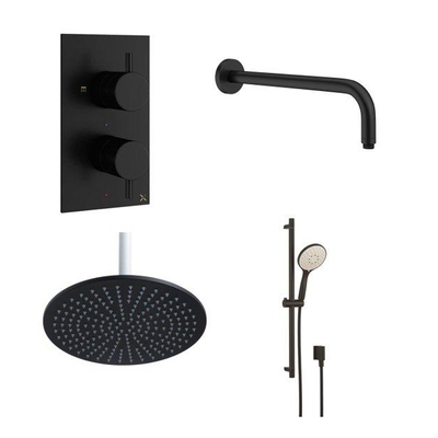 Crosswater MPRO Inbouwdoucheset - 30cm hoofddouche - wandarm - glijstangset - ronde handdouche - mat zwart