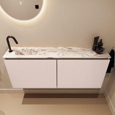 MONDIAZ TURE-DLUX 120cm toiletmeubel Rosee. EDEN wastafel Glace positie links. Met 1 kraangat.