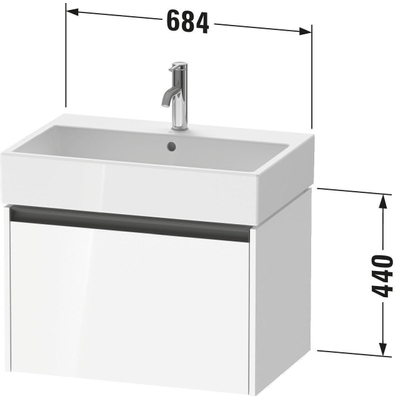 Duravit Ketho 2 wastafelonderbouwkast met 1 lade 68.4x46x44cm met greep antraciet betongrijs mat