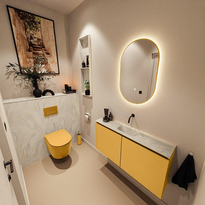 MONDIAZ TURE-DLUX 100cm toiletmeubel Ocher. EDEN wastafel Ostra positie midden. Zonder kraangat.