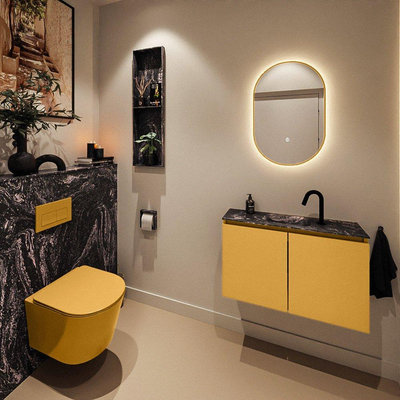 MONDIAZ TURE-DLUX 80cm toiletmeubel Ocher. EDEN wastafel Lava positie midden. Met 1 kraangat.