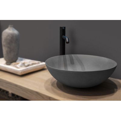 Looox Ceramic raw waskom - 40cm - rond - dark grey