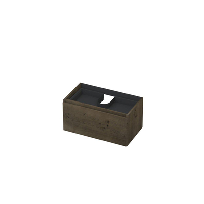 INK Fineer Wastafelonderkast - 80x45x40cm - 1 lade - binnenlade - greeploos - houten keerlijst - MDF Fineer Charcoal