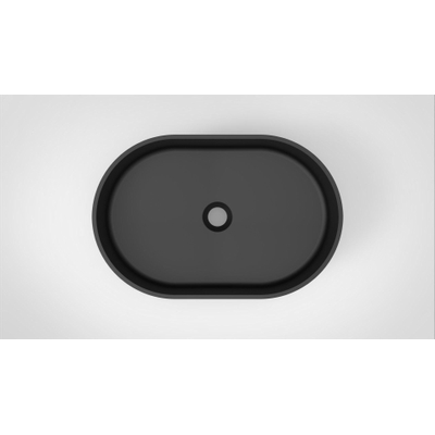 Arcqua Case waskom - 55x36cm - Ovaal - Cast marble Zwart Mat
