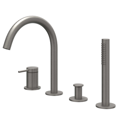 IVY Bond Badrandcombinatie - 4-wegs - mengkraan - draaibare uitloop - uittrekbare handdouche - Geborsteld metal black PVD