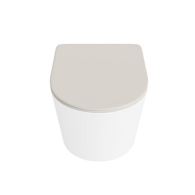 MONDIAZ LAVIE wandclosetpack - 36x53cm - diepspoel - rimless - Talc (offwhite) - softclose - quick-release - toiletzitting - Linen (offwhite)
