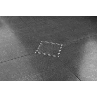Easy Drain Aqua Quattro Tegel vloerput met ABS afwerkdeel/RVS betegelbaar rooster en onderuitloop 15x15cm inbouwdiepte 117 155mm waterslot 50mm OUTLETSTORE