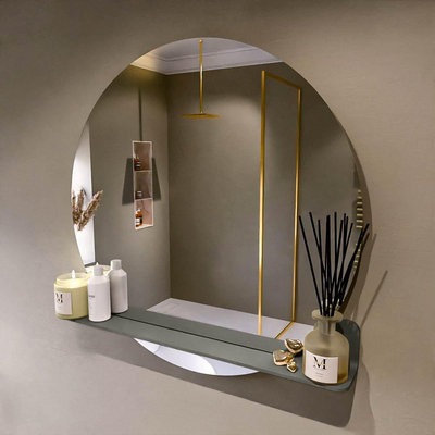 Mondiaz SPOT Badkamerspiegel - rond 90cm - spiegelplanchet - kleur Smoke