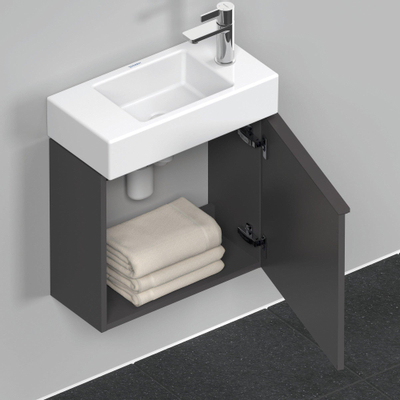 Duravit D-Neo wastafelonderkast 48.4x44x22.2cm Rechtsdraaiend 1 deur Grafiet Mat