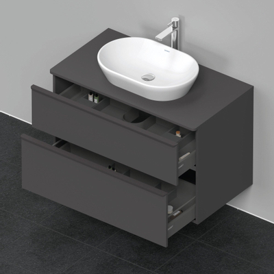 Duravit D-Neo wastafelonderkast 100x66.4x55cm 2 lades Grafiet Mat