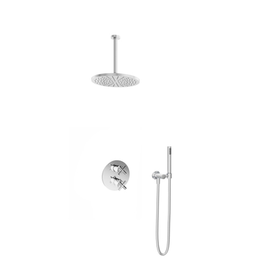 Hotbath Get together IBS3A Regendoucheset inbouw (EXCLUSIEF INBOUWDEEL)- 30cm plafondarm - 30cm ronde hoofddouche-staafhanddouche-chroom - OUTLET UDEN