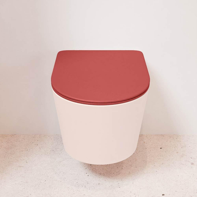 MONDIAZ LAVIE wandclosetpack - 36x53cm - diepspoel - rimless - Rosee (roze) - softclose - quick-release - toiletzitting - Fire (rood)