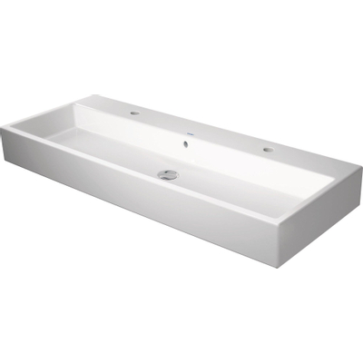 Duravit Vero Air (meubel) wastafel met 2 kraangaten met overloop 120x47cm met WonderGliss wit