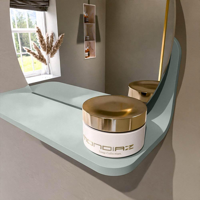 Mondiaz SPOT Badkamerspiegel - rond 30cm - spiegelplanchet - kleur Greey