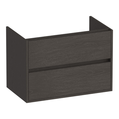 BRAUER Adore wastafelonderkast - 80x46x55cm - 2 softclose lades - greeploos - 1 sifon uitsparing - Timber Anthracite