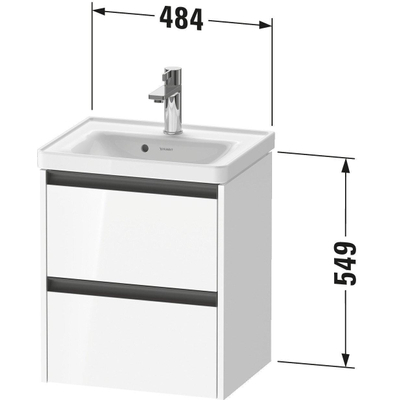 Duravit Ketho 2 Wastafelonderkast - 2 laden - 48.4x37.5x54.9cm - grepen antraciet - noten mat