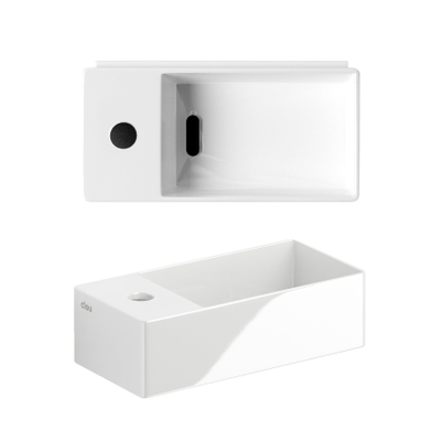 Clou New Flush fontein 35x18cm inclusief plug met kraangat links Keramiek Wit