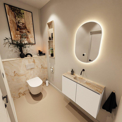 MONDIAZ TURE-DLUX 80cm toiletmeubel Talc. EDEN wastafel Frappe positie midden. Zonder kraangat.