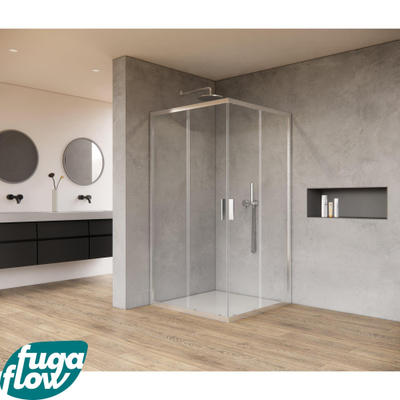 FugaFlow Efficiente Vetro Douchecabine - 90x90x200cm - hoekinstap - helder glas - profiel - chroom