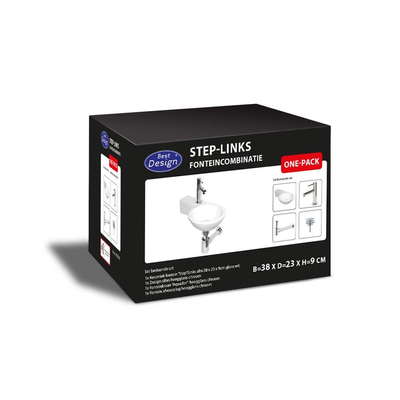 Best Design Class Fonteincombinatie Step inclusief sifon kraan en afvoerplug Links