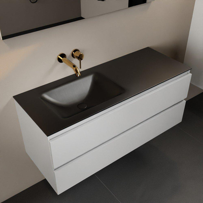 Mondiaz Aivy badmeubelset - 120x45x50cm - 0 kraangaten - 1 wasbak urban Solid surface - Links - 2 lades - Met spiegel - MDF Talc