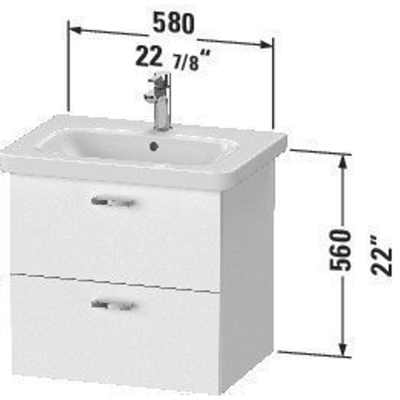 Duravit XBase Wastafelonderkast 58x44.8x56cm Standaard greep met softclose spaanplaat wit Mat