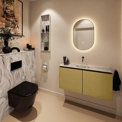 MONDIAZ TURE-DLUX 100cm toiletmeubel Oro. EDEN wastafel Glace positie midden. Zonder kraangat.