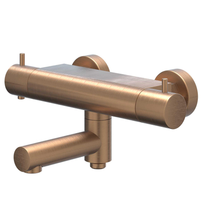 IVY Bond Badthermostaatkraan opbouw - draaibare baduitloop - omstel - Cooltouch - Geborsteld mat koper PVD