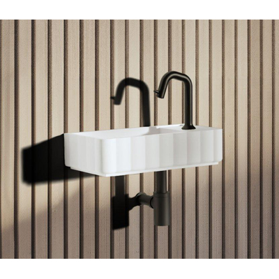 Riho Catching waves Tiny Wash Fontein - 1 kraangat rechts - waskom links - white - White matt