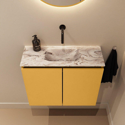 MONDIAZ TURE-DLUX 60cm toiletmeubel Ocher. EDEN wastafel Glace positie midden. Zonder kraangat.