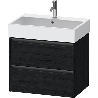 Duravit Ketho 2 wastafelonderbouwkast met 2 laden 68.4x46x54.9cm met grepen antraciet eiken zwart mat