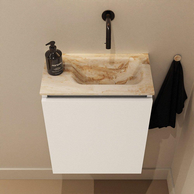 MONDIAZ TURE-DLUX 40cm toiletmeubel Talc. EDEN wastafel Frappe positie rechts. Zonder kraangat.
