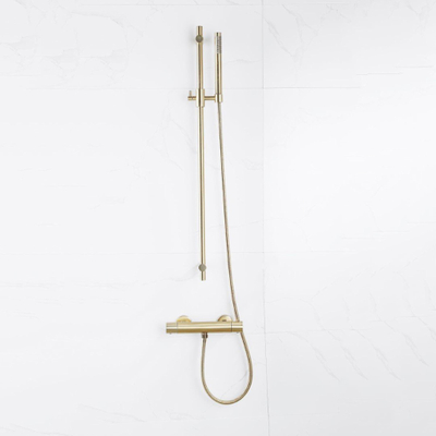 FugaFlow Eccelente Sobrado Badkamer douchekraan met glijstangset met staafhanddouche, metalen doucheslang geborsteld messing PVD