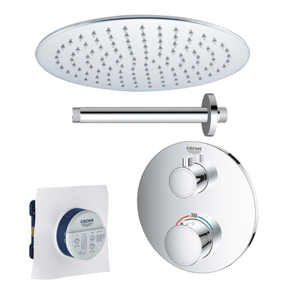 GROHE Grohtherm Regendoucheset Inbouw- - hoofddouche 20cm - 1 functie - plafondarm 20cm - chroom