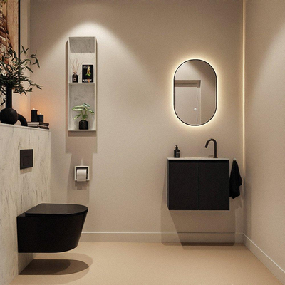MONDIAZ TURE-DLUX 60cm toiletmeubel Urban. EDEN wastafel Opalo positie midden. Met 1 kraangat.
