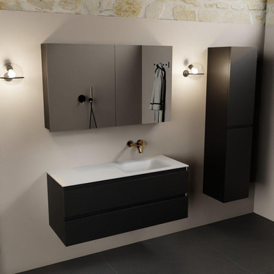 Mondiaz Aivy badmeubelset - 120x45x50cm - 0 kraangaten - 1 wasbak talc Solid surface - Rechts - 2 lades - Met spiegelkast - MDF Urban