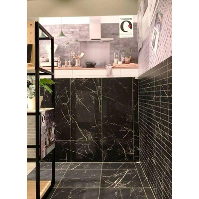 VTwonen Classic Vloer- en wandtegel 60x60cm 10mm gerectificeerd porcellanato Glans Black