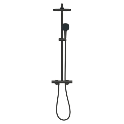 GROHE Vitalio Comfort 250 Quickfix Regendoucheset - 25cm - hoofddouche - vierkante handdouche - 2 straalsoorten - met douchethermostaat - mat zwart