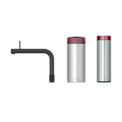 Quooker Front kokendwaterkraan - Combi incl. Cube reservoir - Warm / kokend / bruisend / gefilterd water - Zwart mat